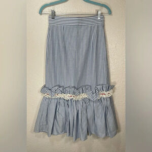 JOUR/NÉ Ruffled Oxford Skirt In Blue Women’s EU 36/ US Small